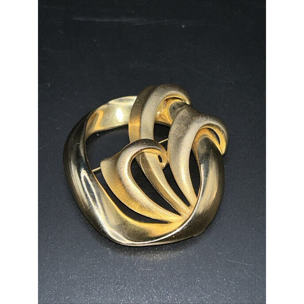 Vintage TARA Fifth Avenue Matte Satin Finish Lily Leaf Brooch Abstract